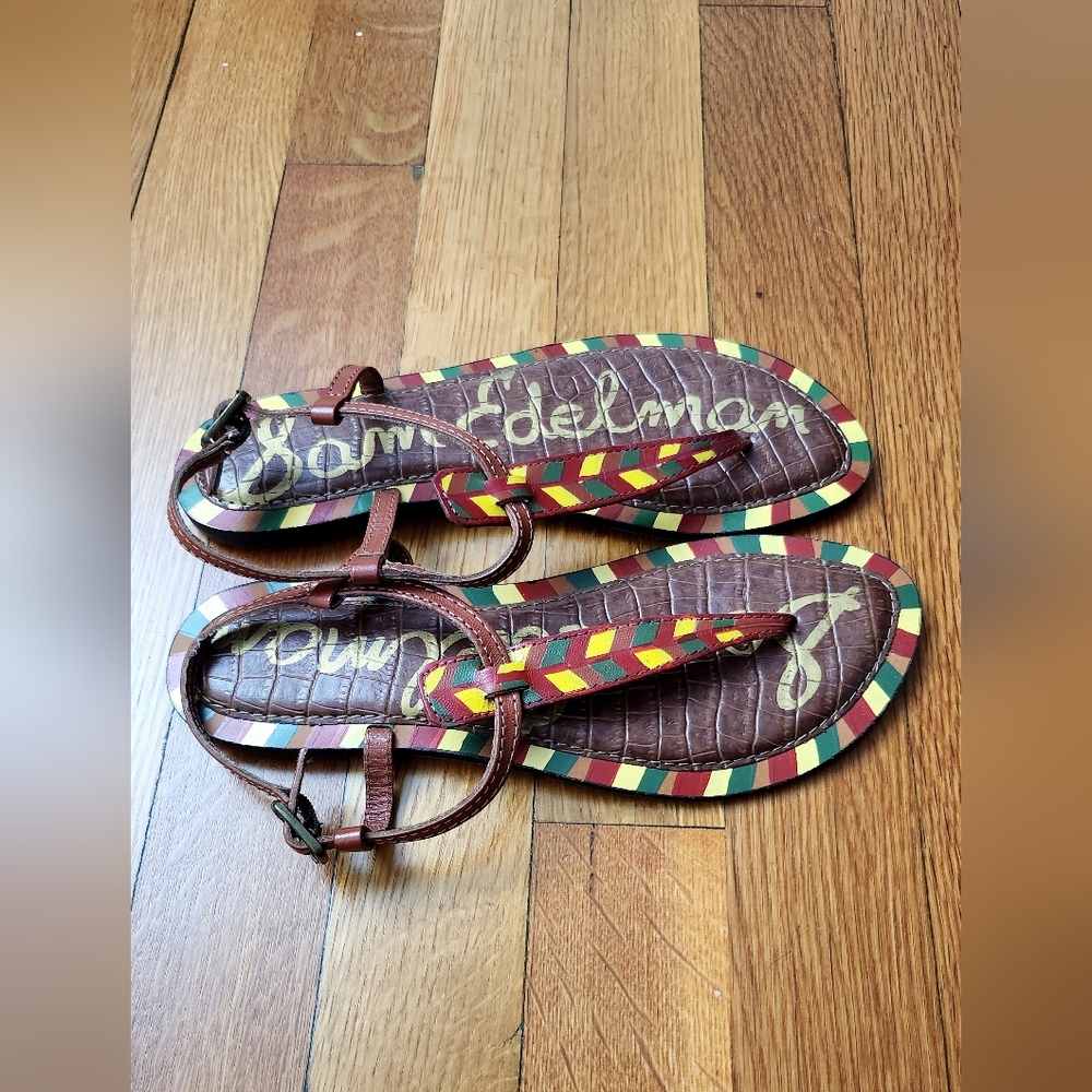 Sam Edelman Womens Gigi Multi Colored Leather Strappy Sandals Shoes Size 6 M